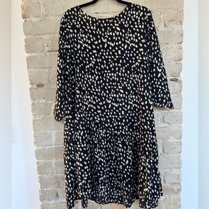 Hayden Black and Cream Patterned Swing Dress